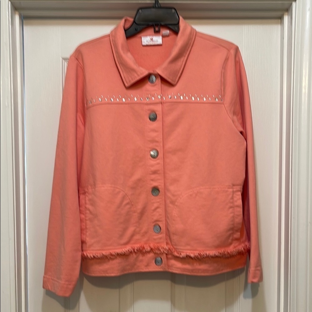 Quacker Factory Pink Jean Jacket Casual Style
